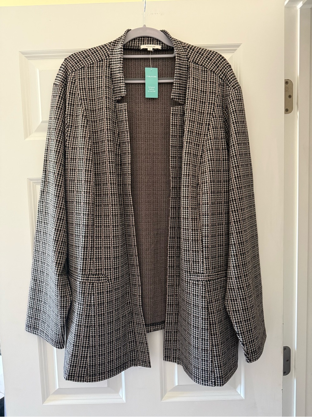 Maurices Houndstooth Open Front Blazer